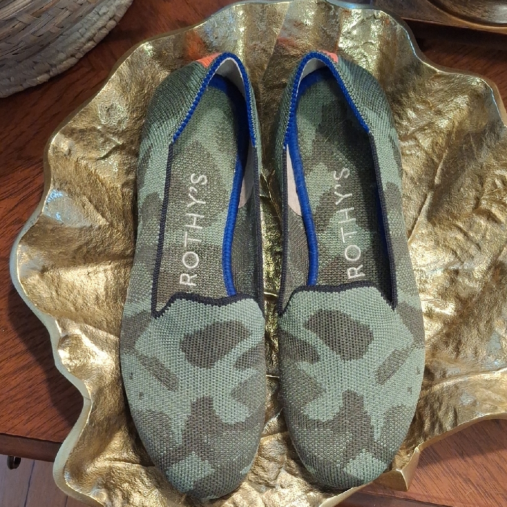 Rothy's Camouflage Flats with Blue Trim